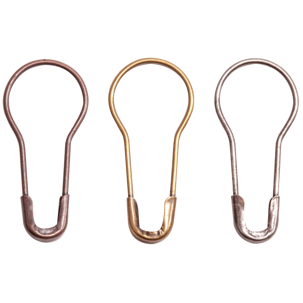 Idea-Ology Metal Loop Pins 1" 24/Pkg-Antique Nickel, Brass & Copper