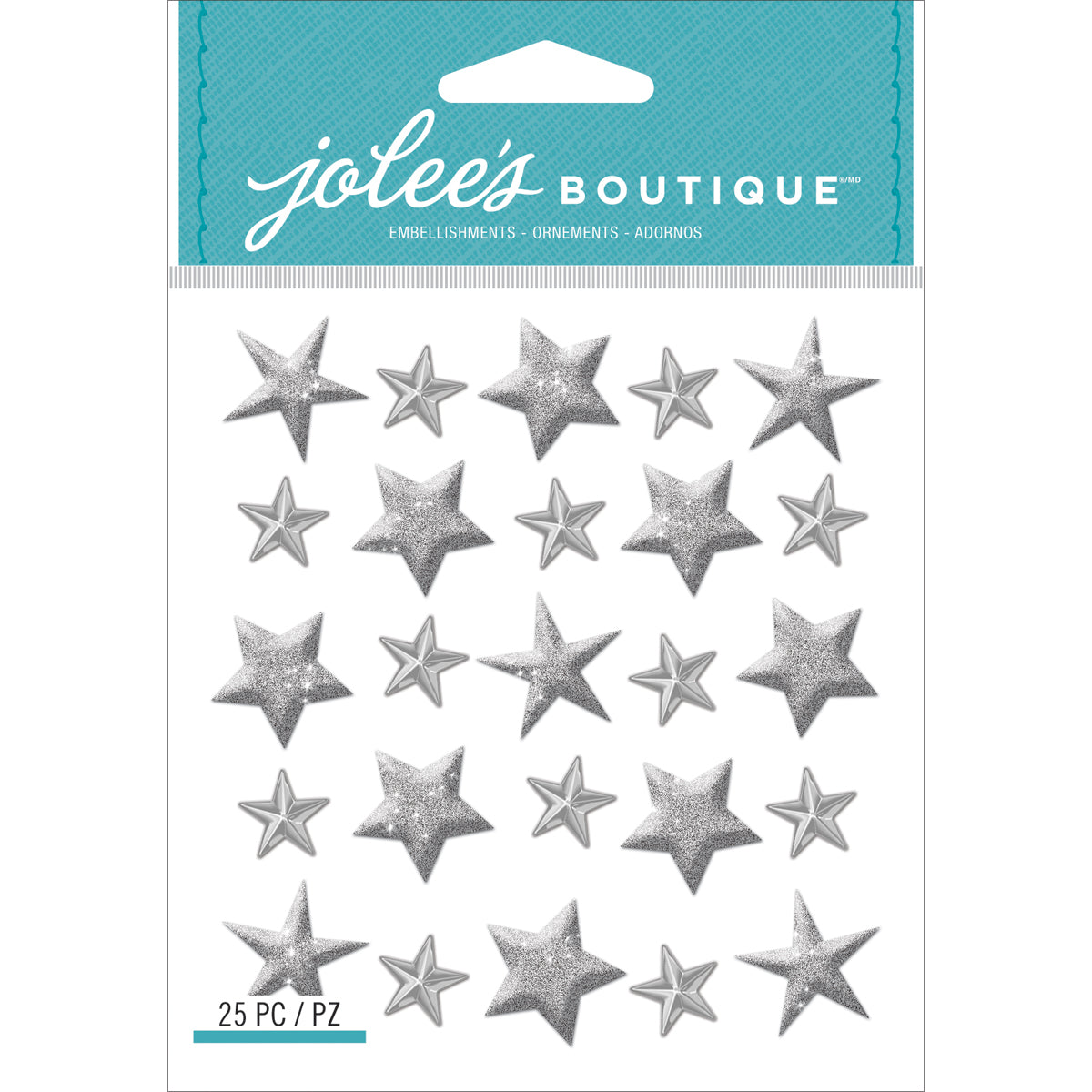 Jolee's Dimensional Repeat Stickers-Silver Star