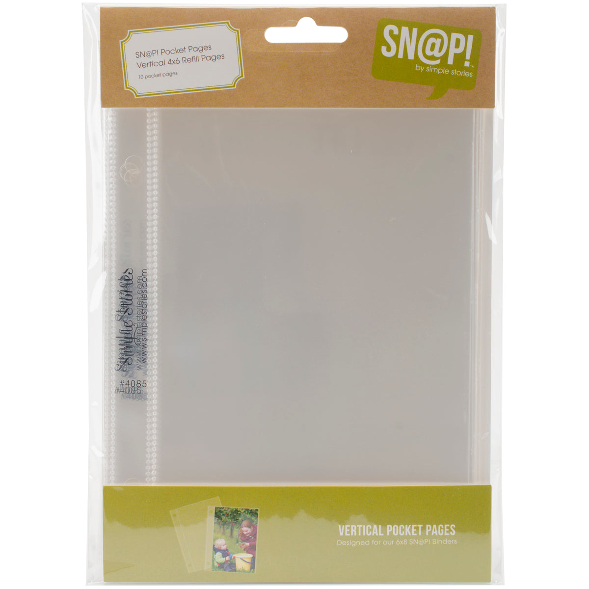 Simple Stories Sn@p! Pocket Pages For 4"X6" Binders 10/Pkg-(1) 4"X6" Vertical Po...