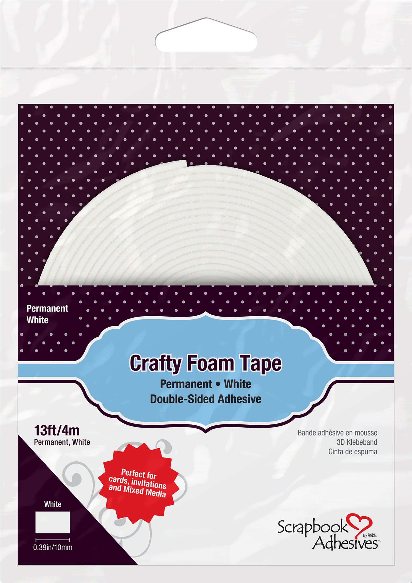 Scrapbook Adhesives Crafty Foam Tape Roll-White, .375"X13'
