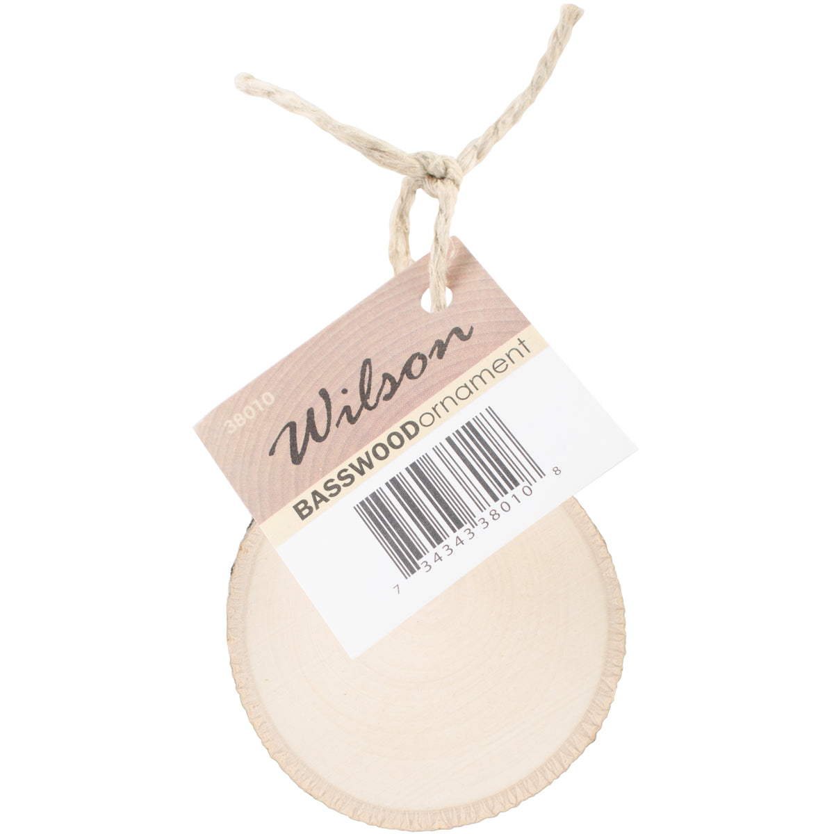 Wilsons Basswood Ornament W/Twine-2.5" To 3"