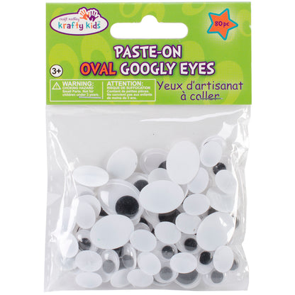 Krafty Kids Paste-On Googly Eyes Assortment 80/Pkg-Black