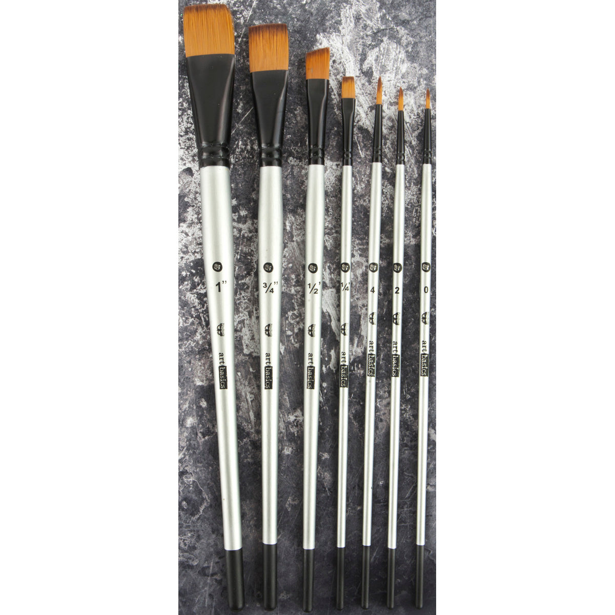 Finnabair Art Basics Brush Set 7/Pkg-Sizes: 0, 2, 4, 1/4, 1/2, 3/4, 1