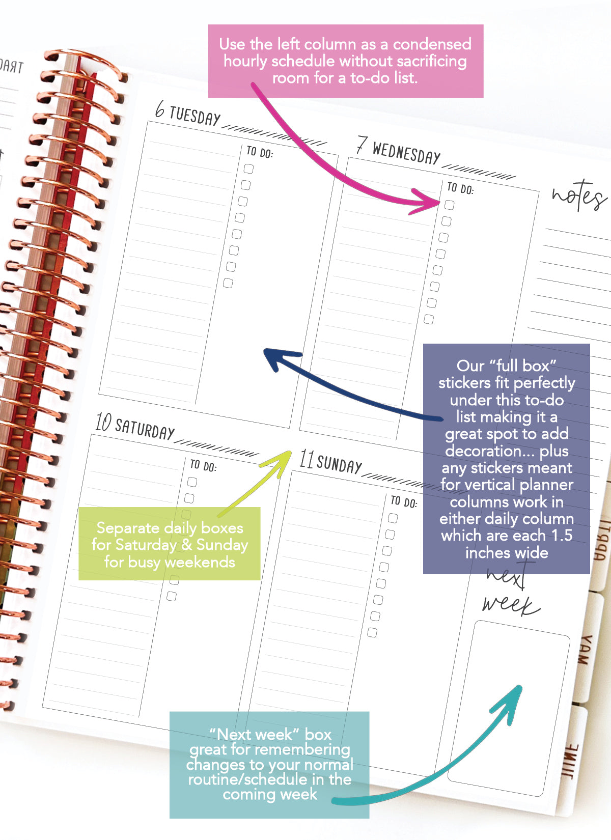 2026 Planner - Signature Layout, Spiral Bound - "Candy stripe" (#207)