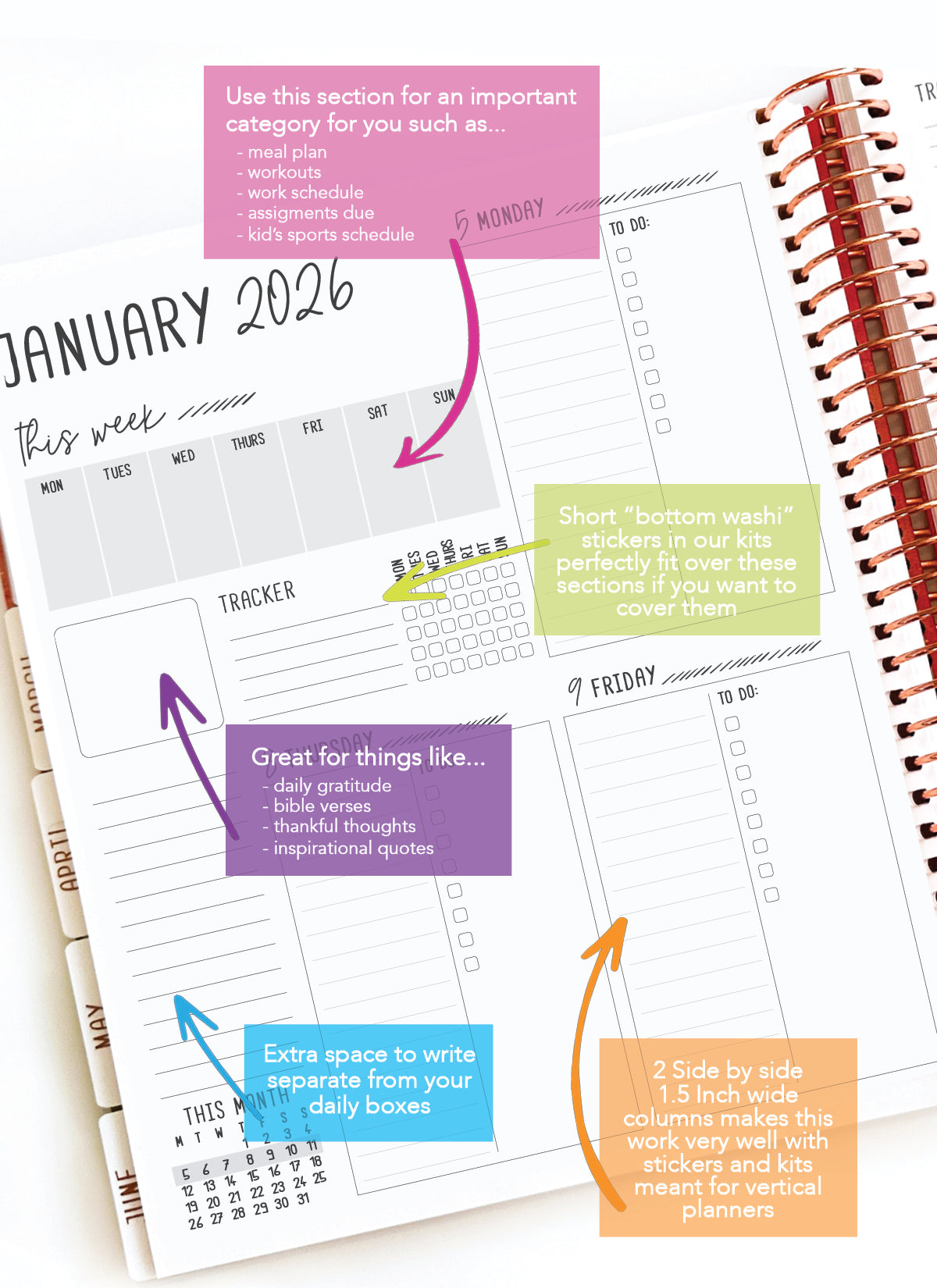 2026 Planner - Signature Layout, Spiral Bound - "Teal" (#208)