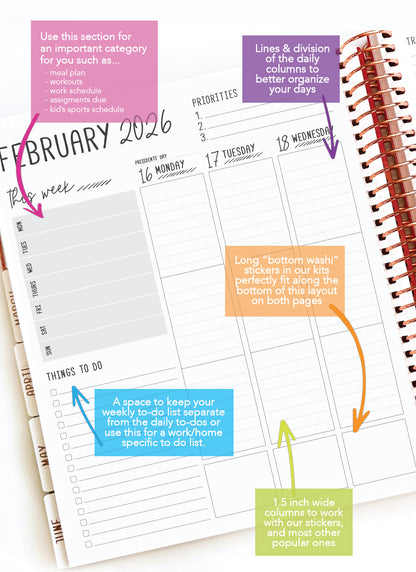 2026 Planner - Vertical Layout, Spiral Bound - "Aurora" (#306)