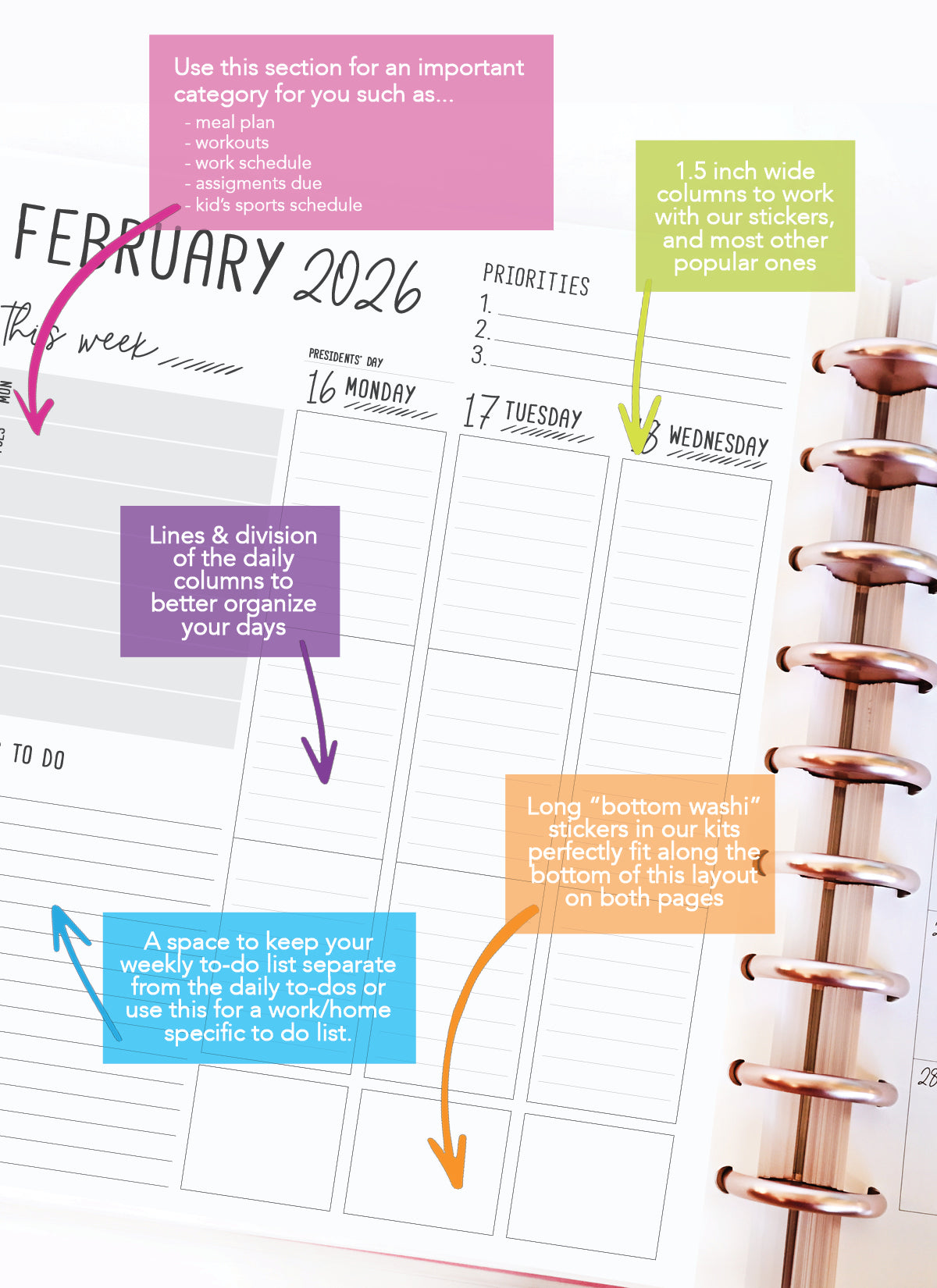 2026 Planner - Vertical Layout, Disc Bound - "Teal" (#908)