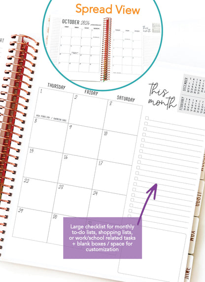 2026 Planner - Vertical Layout, Spiral Bound - "Candy stripe" (#307)