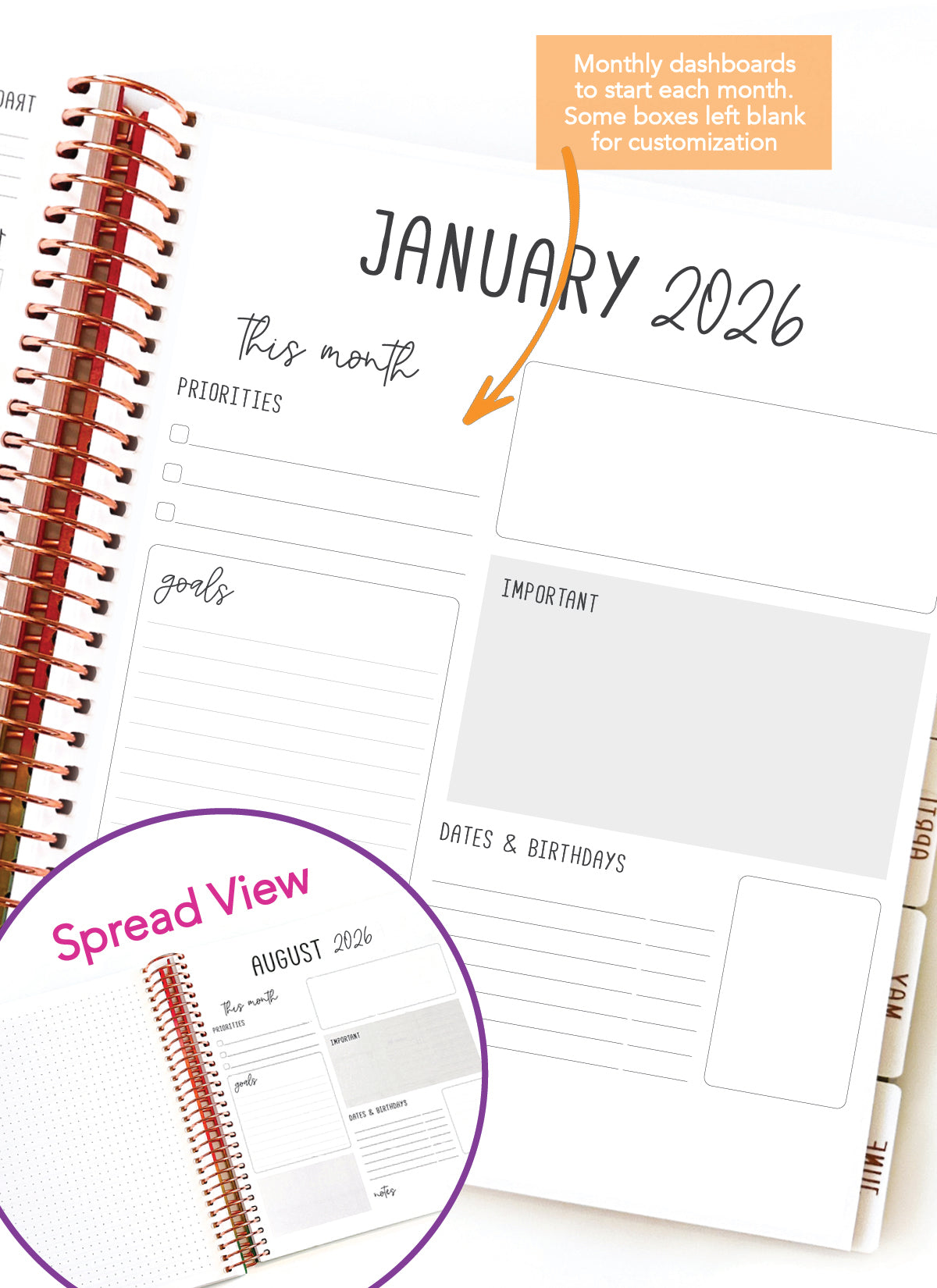 2026 Planner - Horizontal Layout, Spiral Bound - "Periwinkle" (#109)