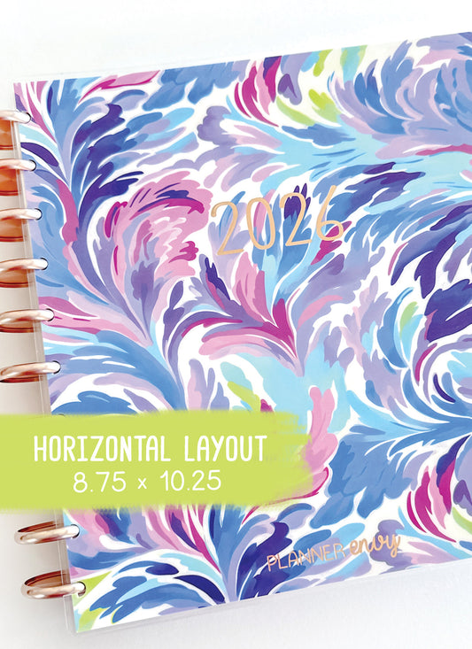 2026 Planner - Horizontal Layout, Disc Bound - "Aurora" (#706)