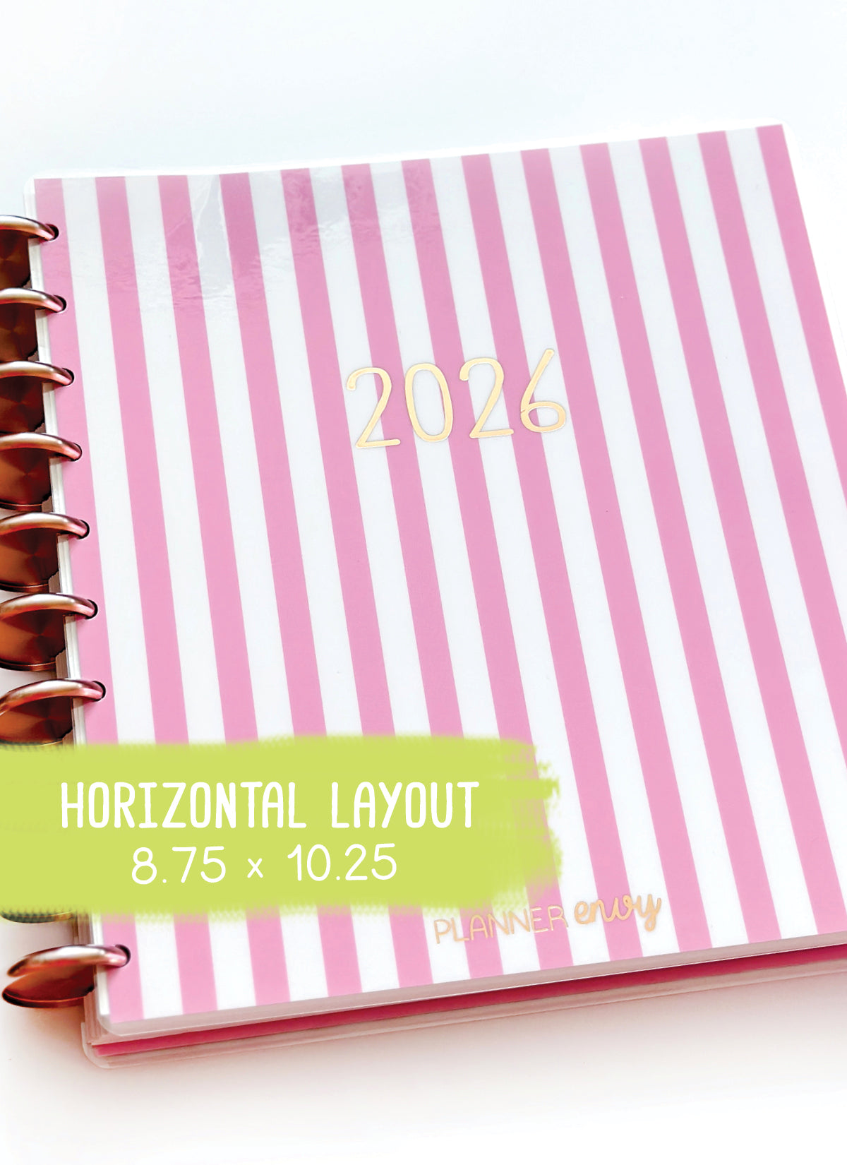 2026 Planner - Horizontal Layout, Disc Bound - "Candy stripe" (#707)