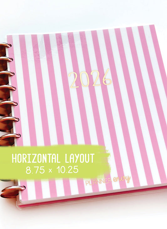 2026 Planner - Horizontal Layout, Disc Bound - "Candy stripe" (#707)