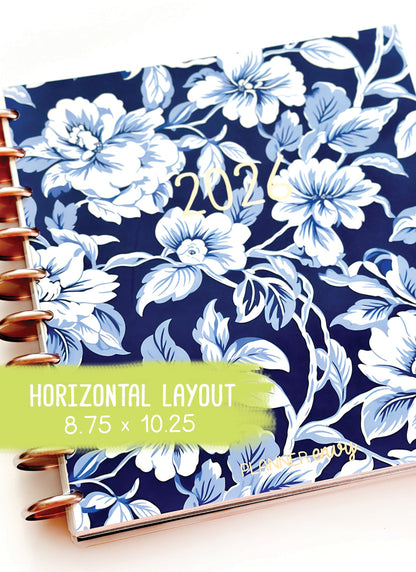 2026 Planner - Horizontal Layout, Disc Bound - "Midnight garden" (#703)