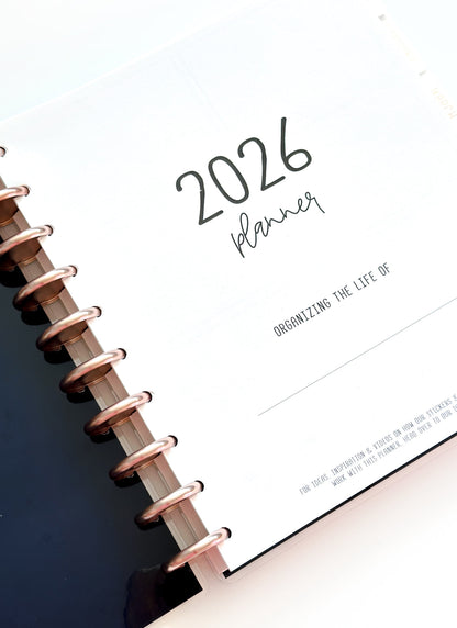 2026 Planner - Horizontal Layout, Disc Bound - "Midnight garden" (#703)