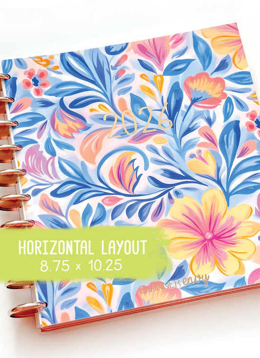 2026 Planner - Horizontal Layout, Disc Bound - "Whimsical" (#702)