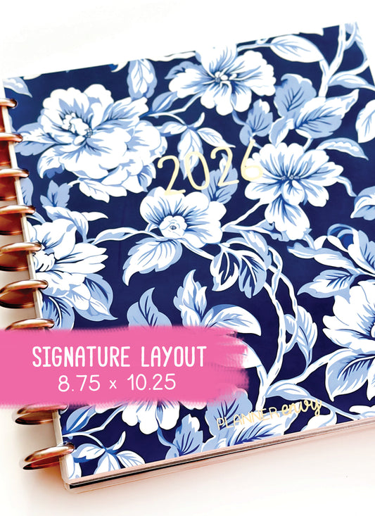 2026 Planner - Signature Layout, Disc Bound - "Midnight garden" (#803)