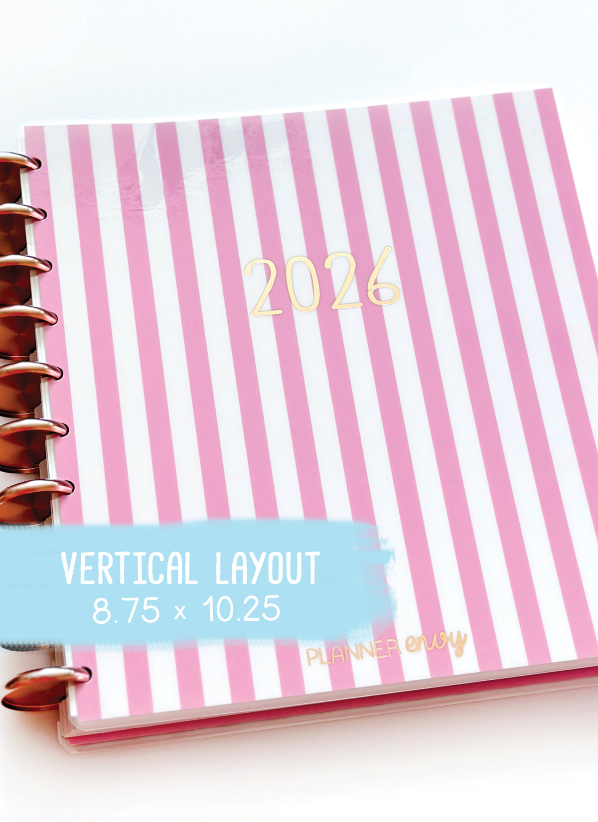 2026 Planner - Vertical Layout, Disc Bound - "Candy stripe" (#907)