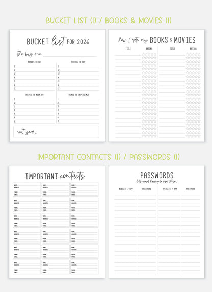 2026 Planner - Horizontal Layout, Disc Bound - "Whimsical" (#702)