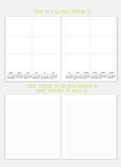2026 Planner - Horizontal Layout, Spiral Bound - "Whimsical" (#102)