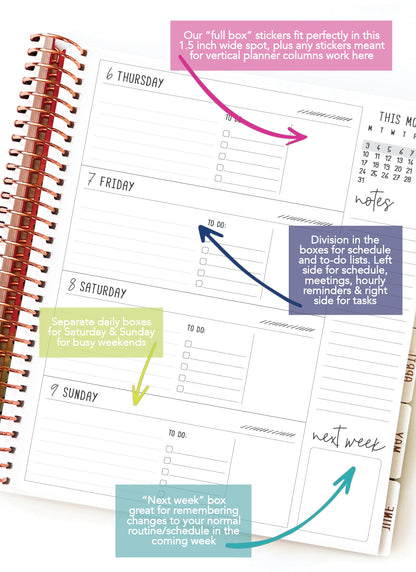 2026 Planner - Horizontal Layout, Spiral Bound - "Teal" (#108)