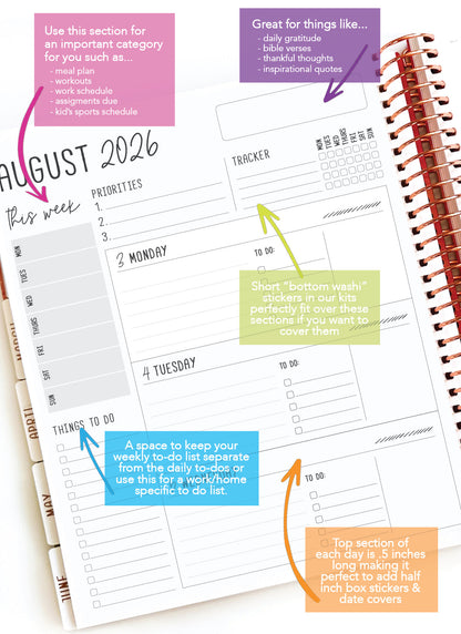 2026 Planner - Horizontal Layout, Spiral Bound - "Teal" (#108)