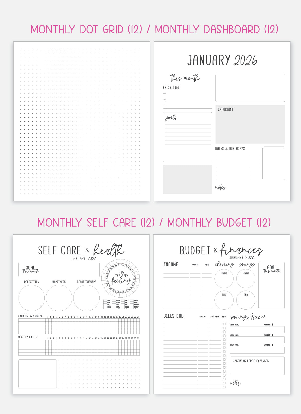 2026 Planner - Signature Layout, Spiral Bound - "Candy stripe" (#207)