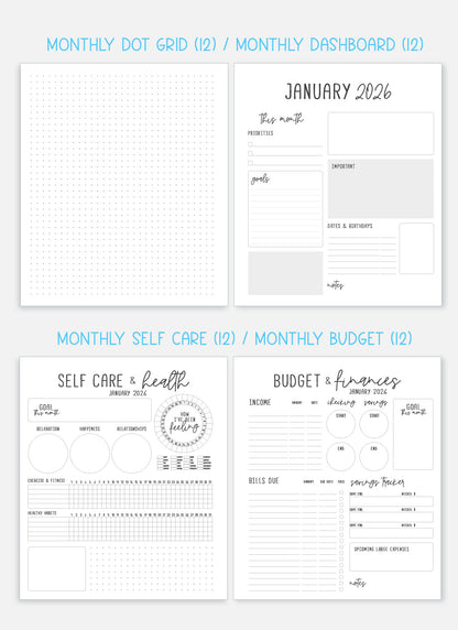 2026 Planner - Vertical Layout, Disc Bound - "Periwinkle" (#909)