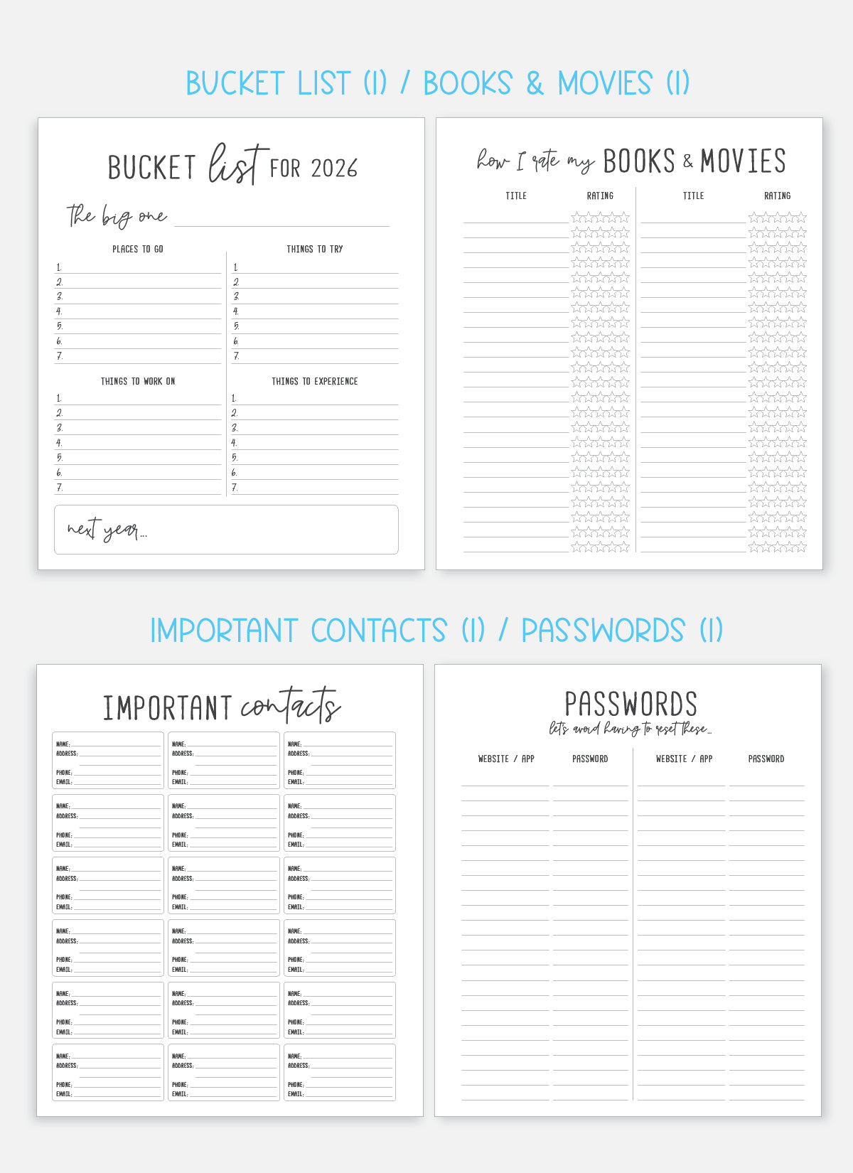 2026 Planner - Vertical Layout, Disc Bound - "Periwinkle" (#909)
