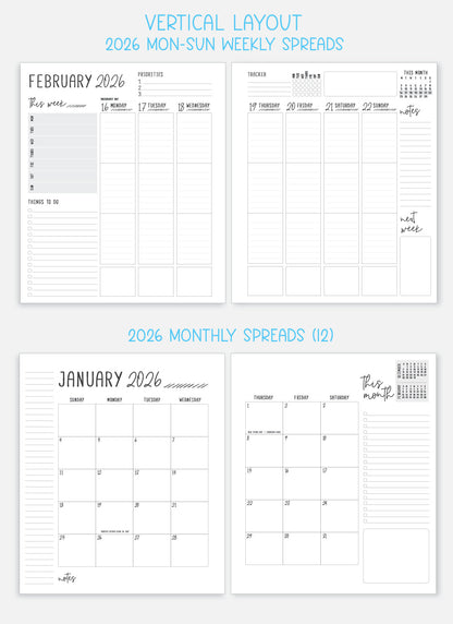 2026 Planner - Vertical Layout, Spiral Bound - "Paradise" (#304)
