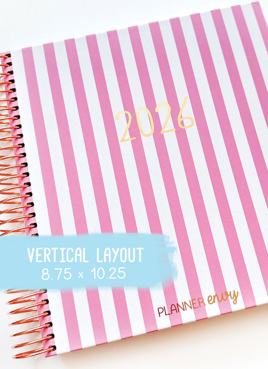 2026 Planner - Vertical Layout, Spiral Bound - "Candy stripe" (#307)