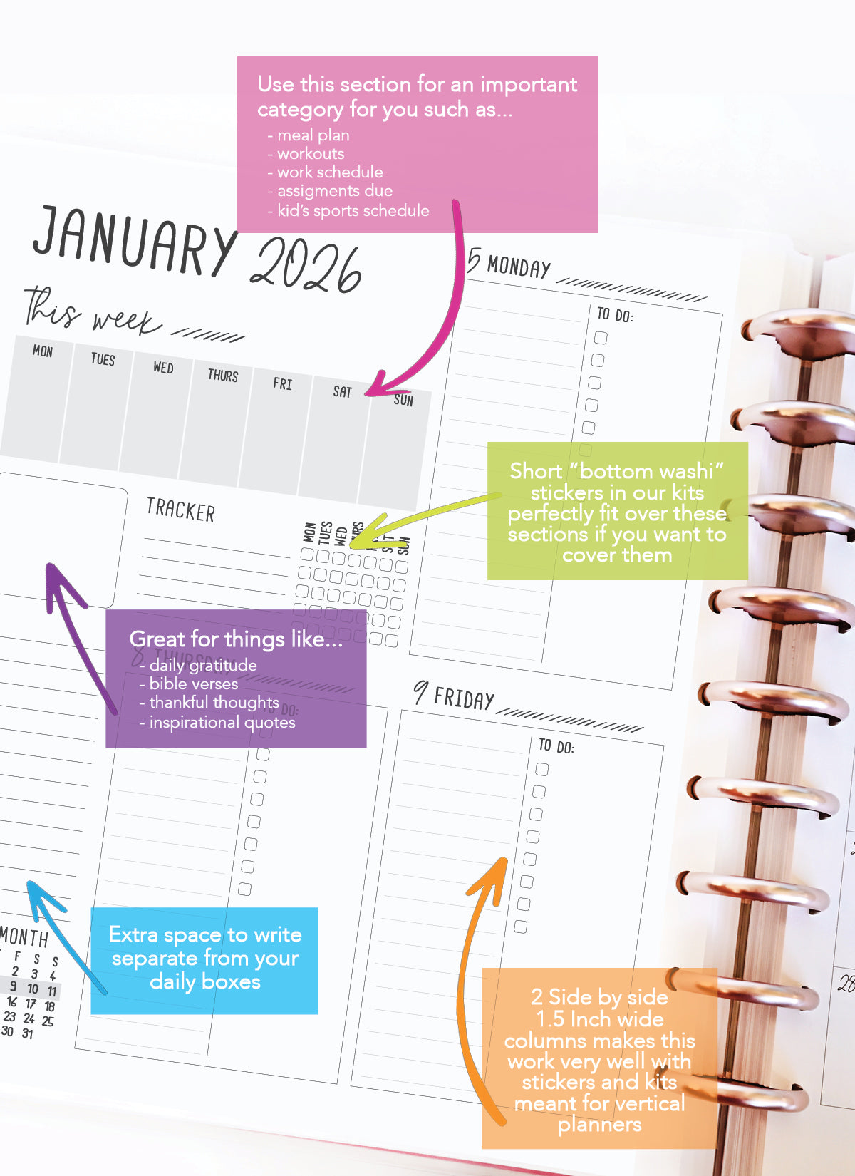 2026 Planner - Signature Layout, Disc Bound - "Enchanted" (#805)