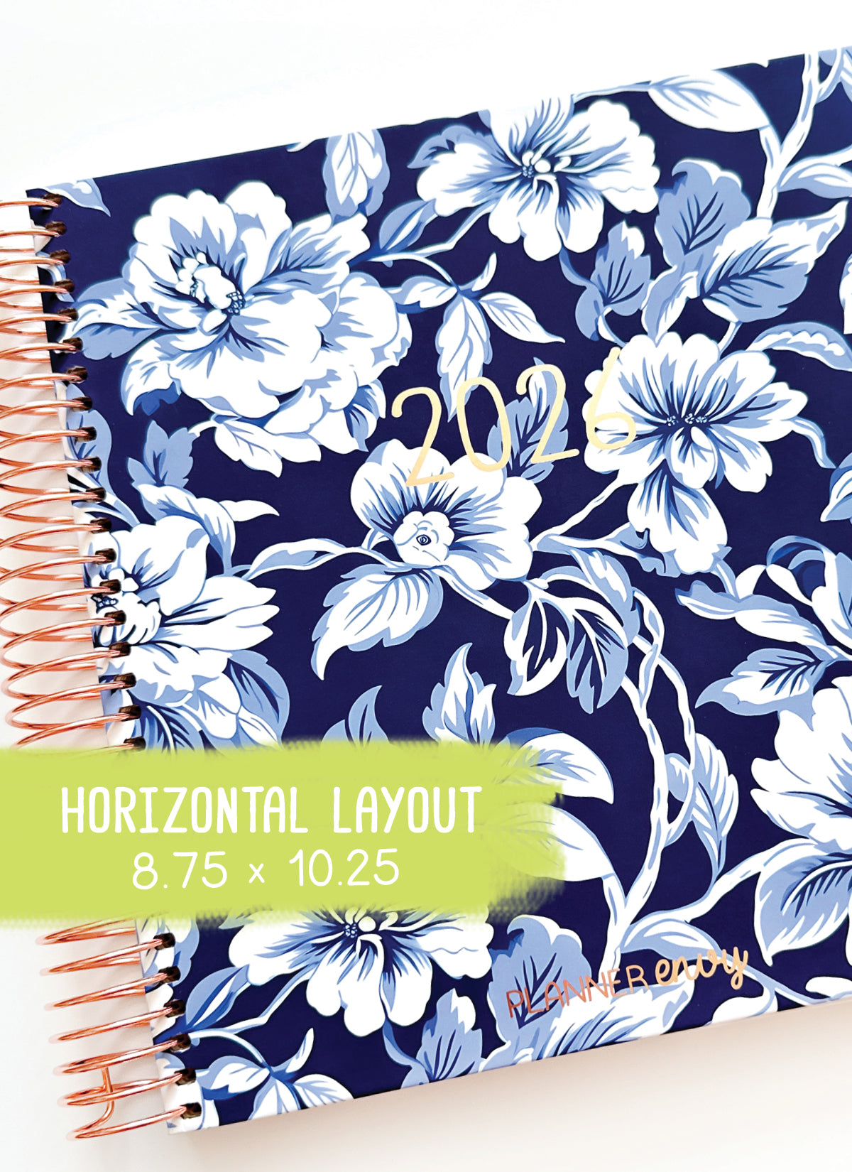 2026 Planner - Horizontal Layout, Spiral Bound - "Midnight garden" (#103)