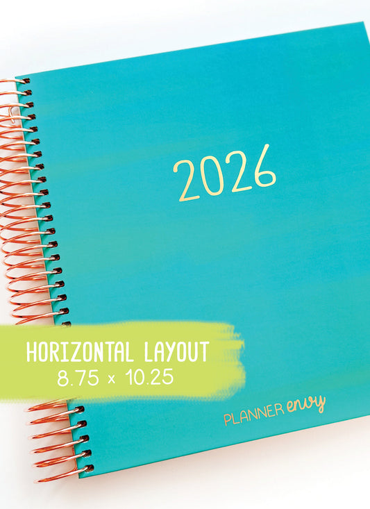 2026 Planner - Horizontal Layout, Spiral Bound - "Teal" (#108)