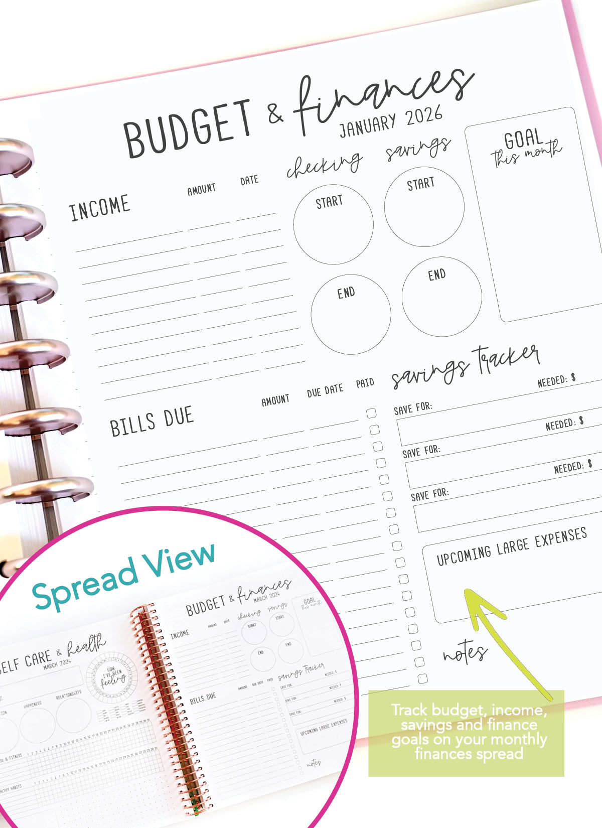 2026 Planner - Vertical Layout, Disc Bound - "Whimsical" (#902)