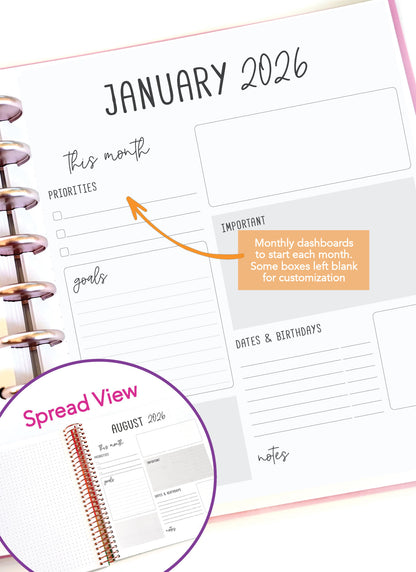 2026 Planner - Signature Layout, Disc Bound - "Enchanted" (#805)