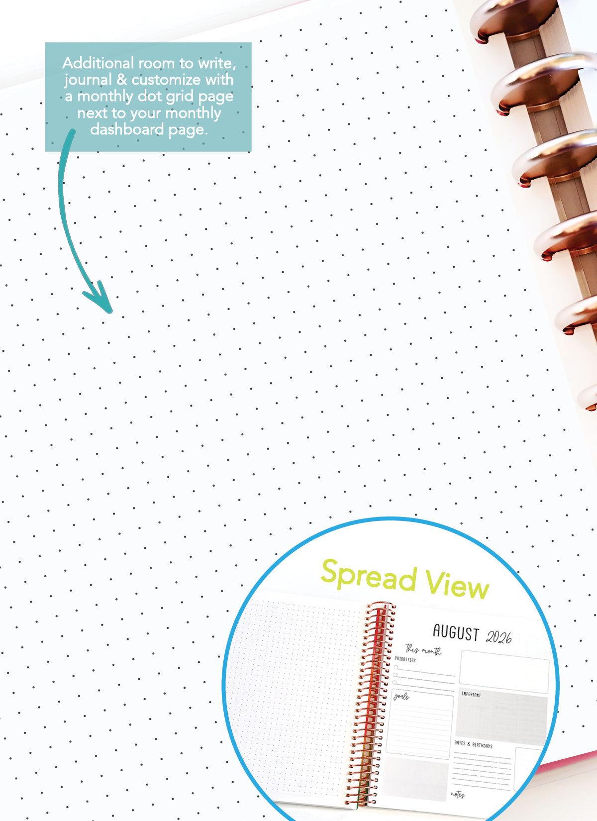 2026 Planner - Vertical Layout, Disc Bound - "Teal" (#908)