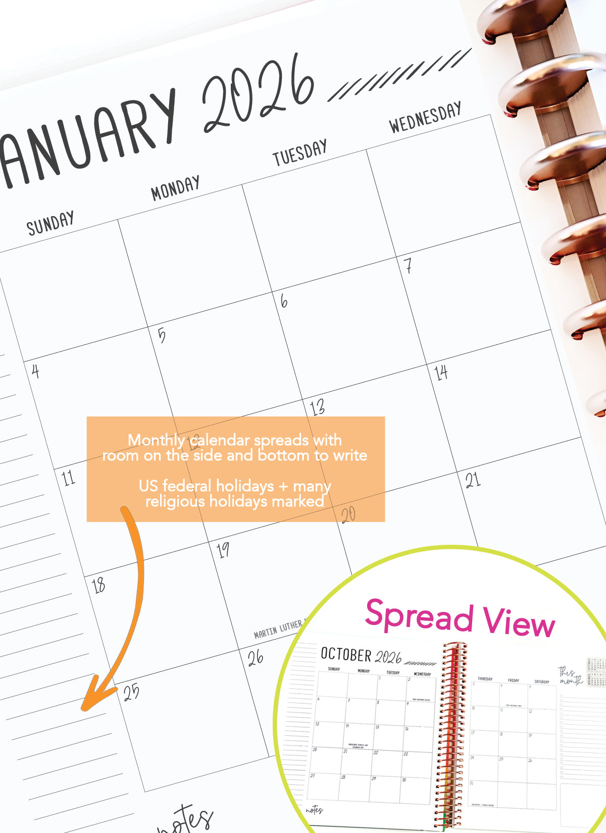 2026 Planner - Signature Layout, Disc Bound - "Teal" (#808)