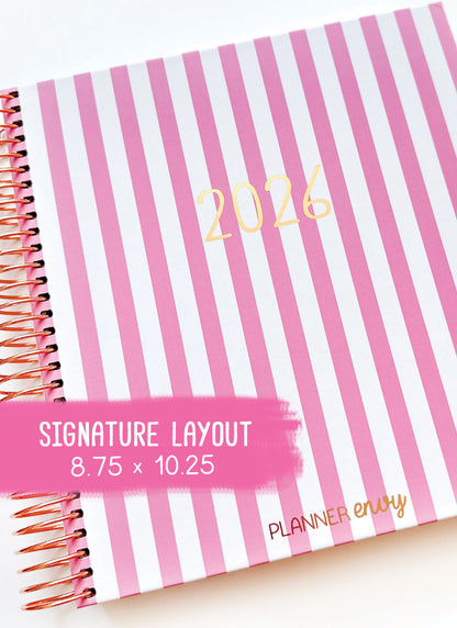 2026 Planner - Signature Layout, Spiral Bound - "Candy stripe" (#207)