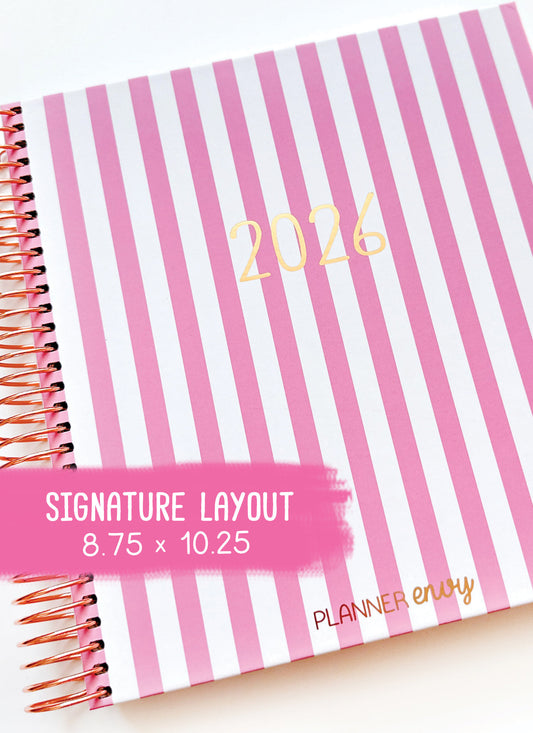 2026 Planner - Signature Layout, Spiral Bound - "Candy stripe" (#207)