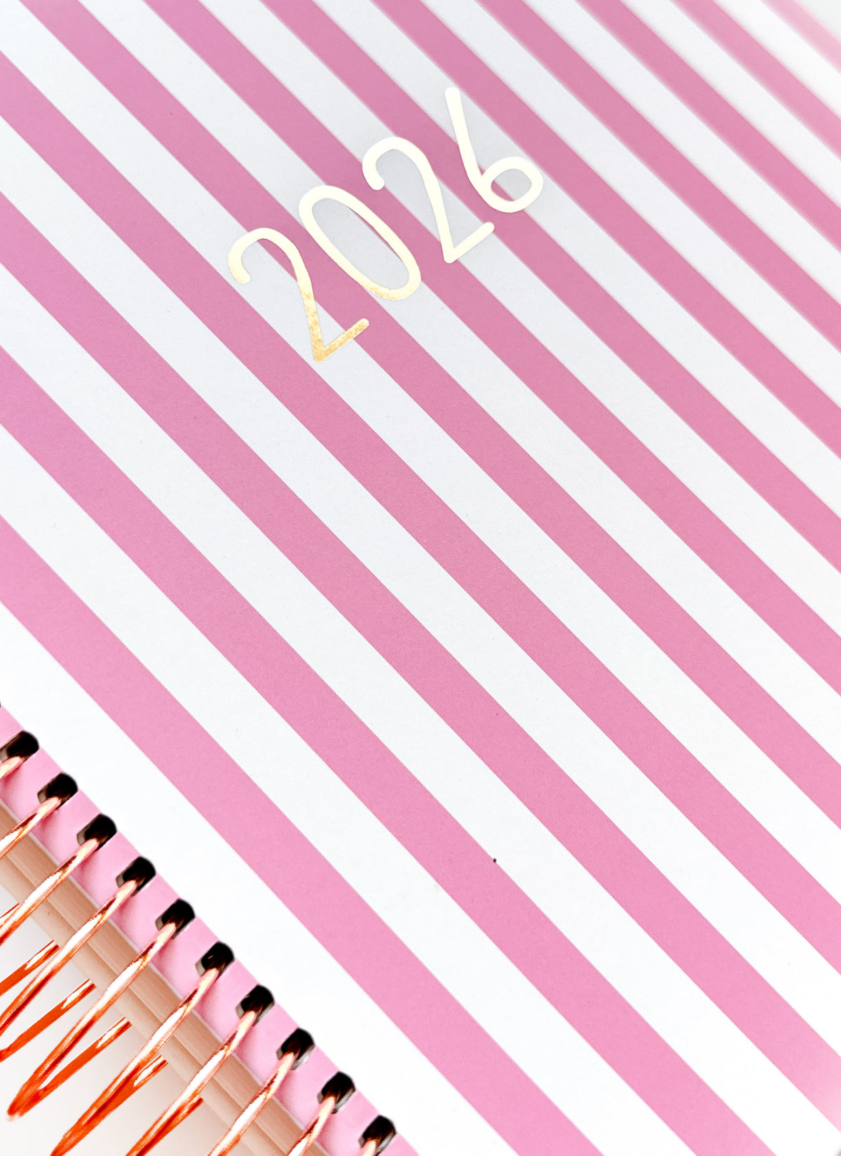 2026 Planner - Horizontal Layout, Spiral Bound - "Candy stripe" (#107)