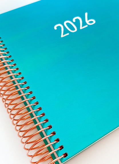 2026 Planner - Horizontal Layout, Spiral Bound - "Teal" (#108)