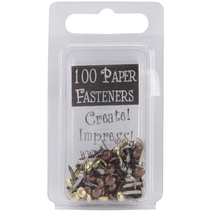 Creative Impressions Mini Metal Paper Fasteners 3mm 100/Pkg-Round - Antique