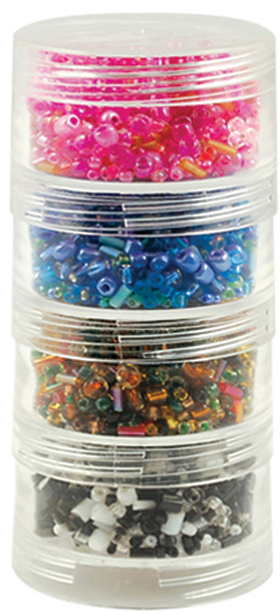 Craft Medley Bead Storage Screw-Stack Canisters 4/Pkg-1.875"X1"