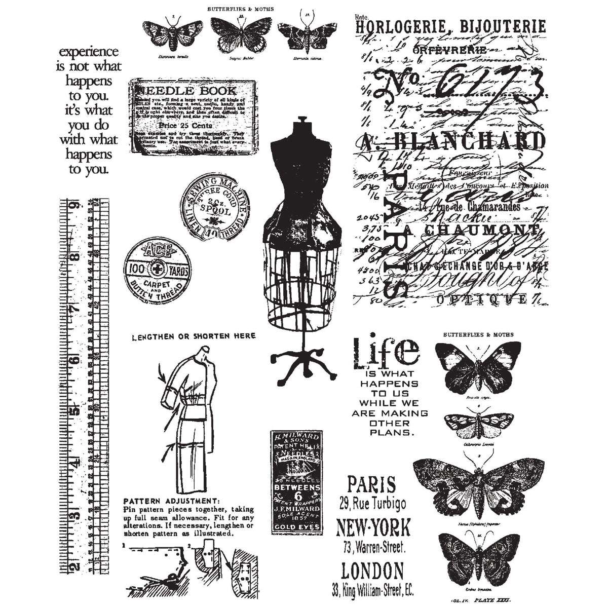 Tim Holtz Cling Stamps 7"X8.5"-