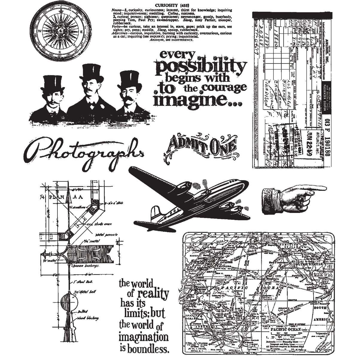 Tim Holtz Cling Stamps 7"X8.5"-