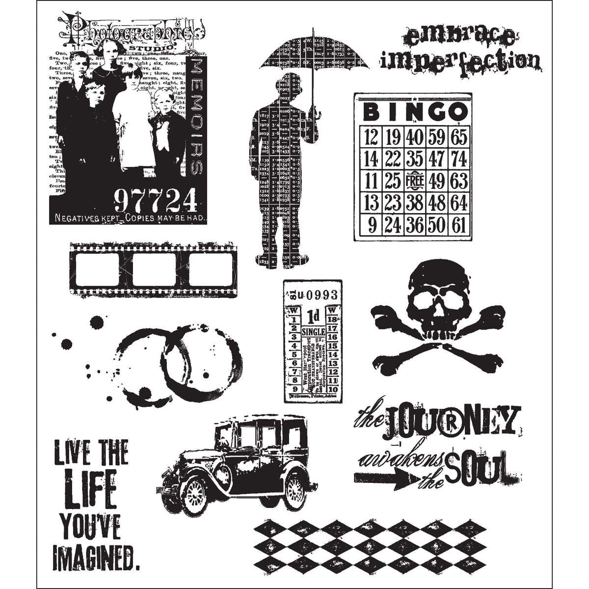 Tim Holtz Cling Stamps 7"X8.5"-