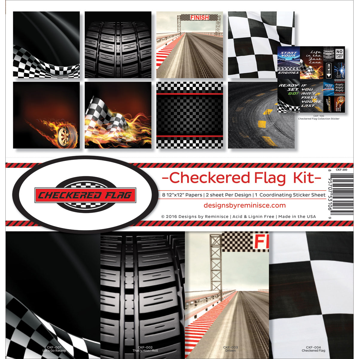 Reminisce Collection Kit 12"X12"-Checkered Flag