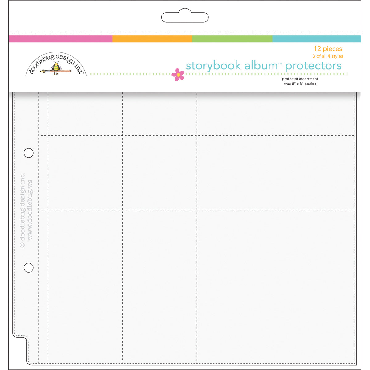 Doodlebug Page Protector Assortment 8"X8" 12/Pkg-3 Each Of All 4 Styles