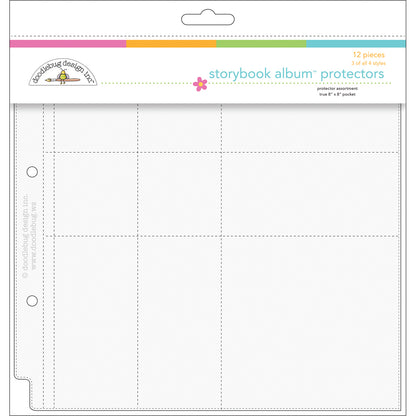 Doodlebug Page Protector Assortment 8"X8" 12/Pkg-3 Each Of All 4 Styles