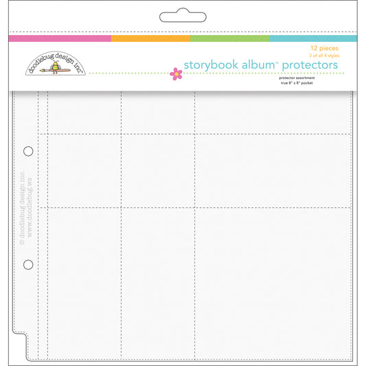 Doodlebug Page Protector Assortment 8"X8" 12/Pkg-3 Each Of All 4 Styles